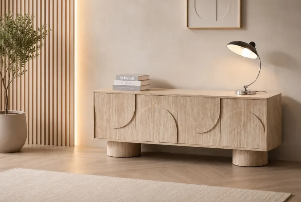 Meuble TV Oriano MDF travertin 165cm