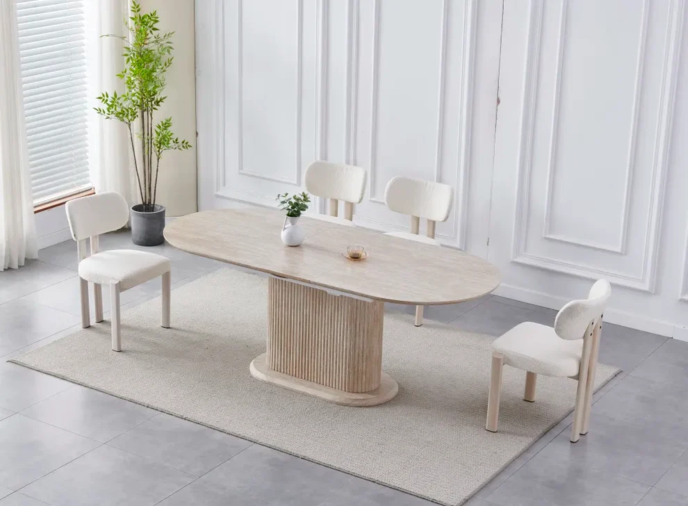 Table à manger à rallonge Vanessa céramique noyer 160-200cm – Image 2