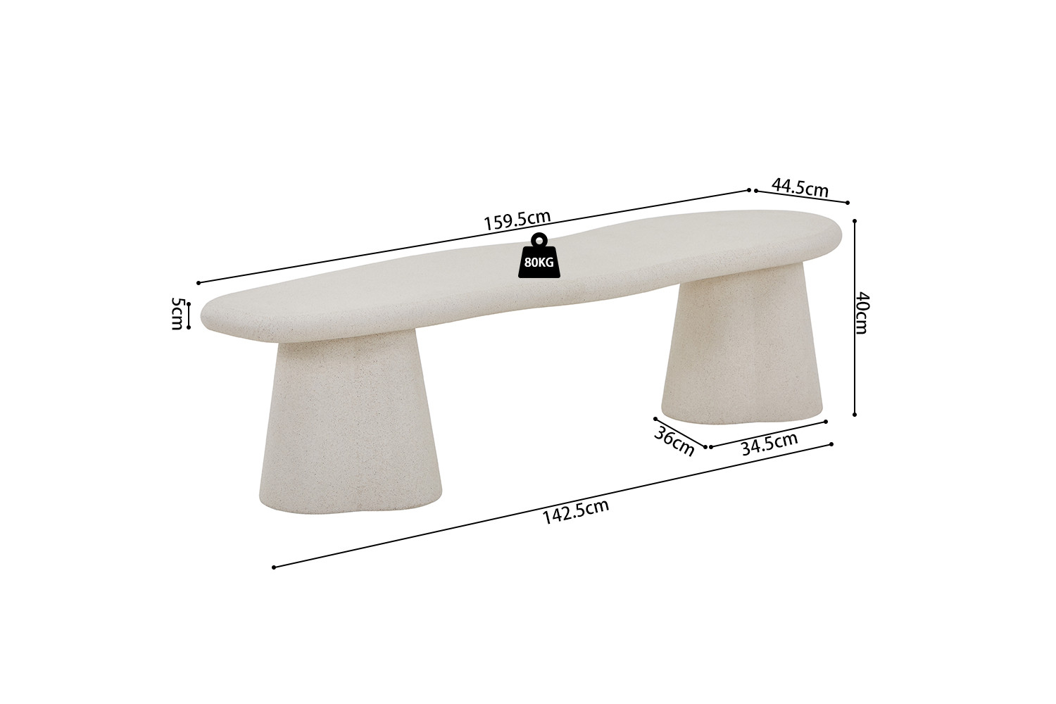 Meuble-tv 'Faro' 160 cm Organique Ciment – Image 2