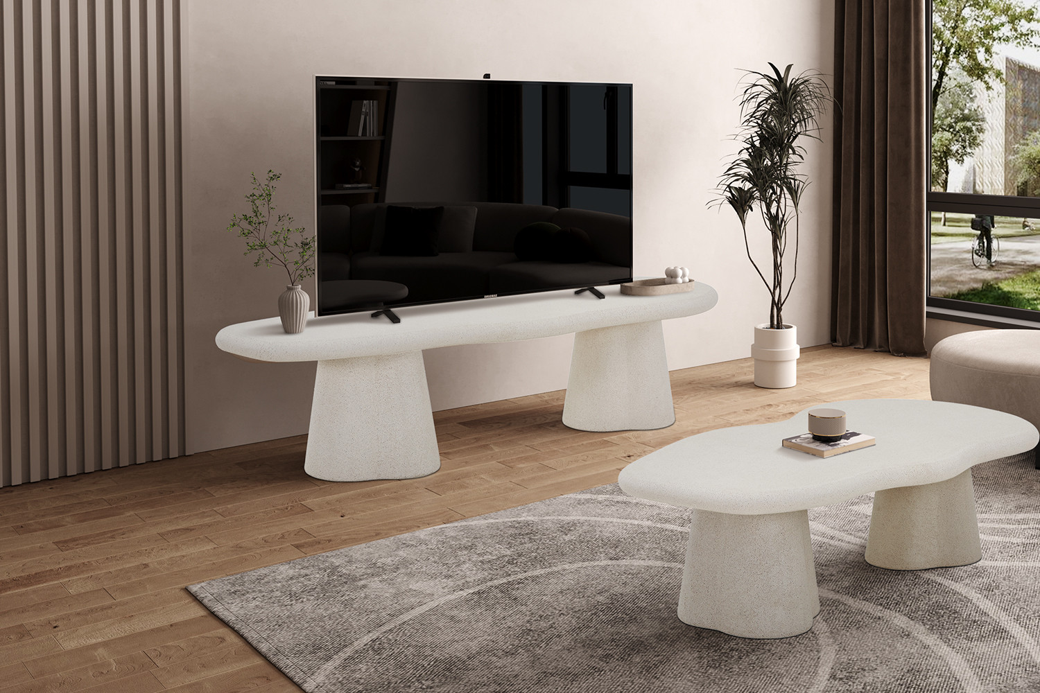 Meuble-tv 'Faro' 160 cm Organique Ciment – Image 6