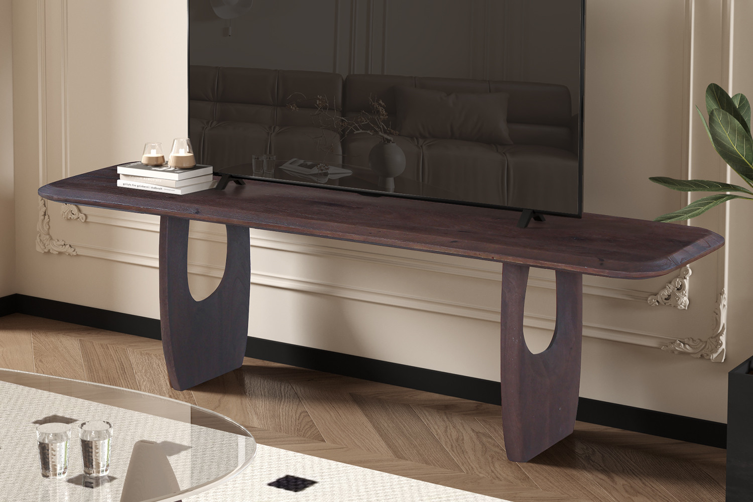 NEW - Meuble TV 'Braga' Bois de manguier Brun foncé – Image 5