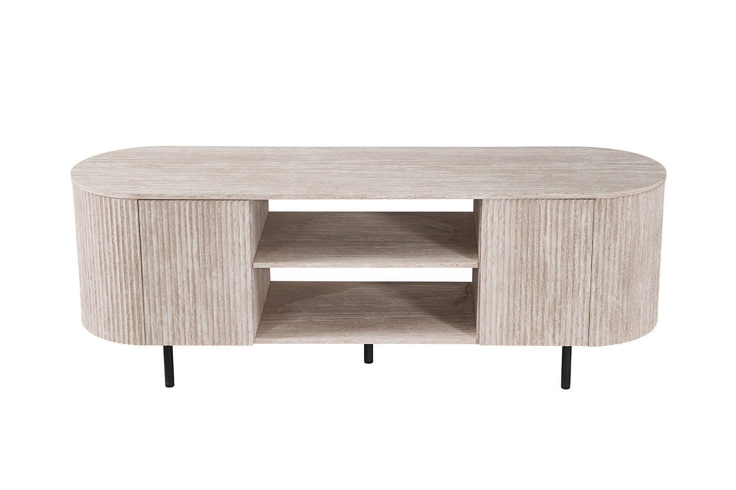 Meuble TV 'Lagos' 160 cm Décor Chêne Naturel Travertin Beige Brun foncé – Image 11