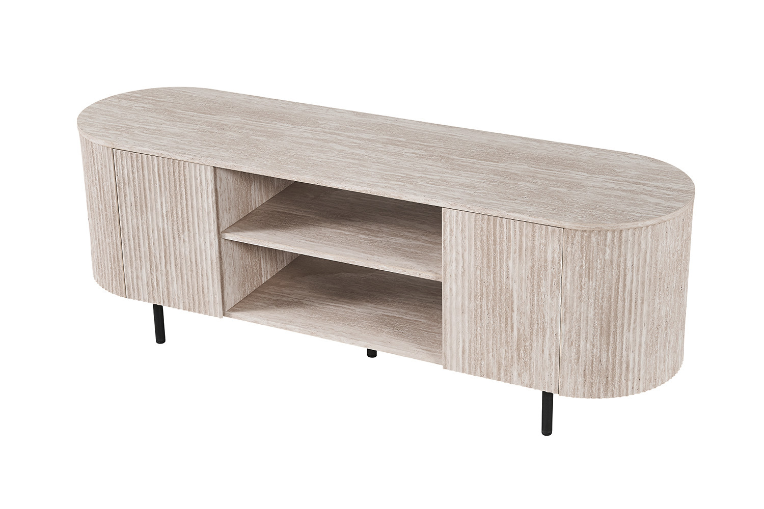 Meuble TV 'Lagos' 160 cm Décor Chêne Naturel Travertin Beige Brun foncé – Image 10