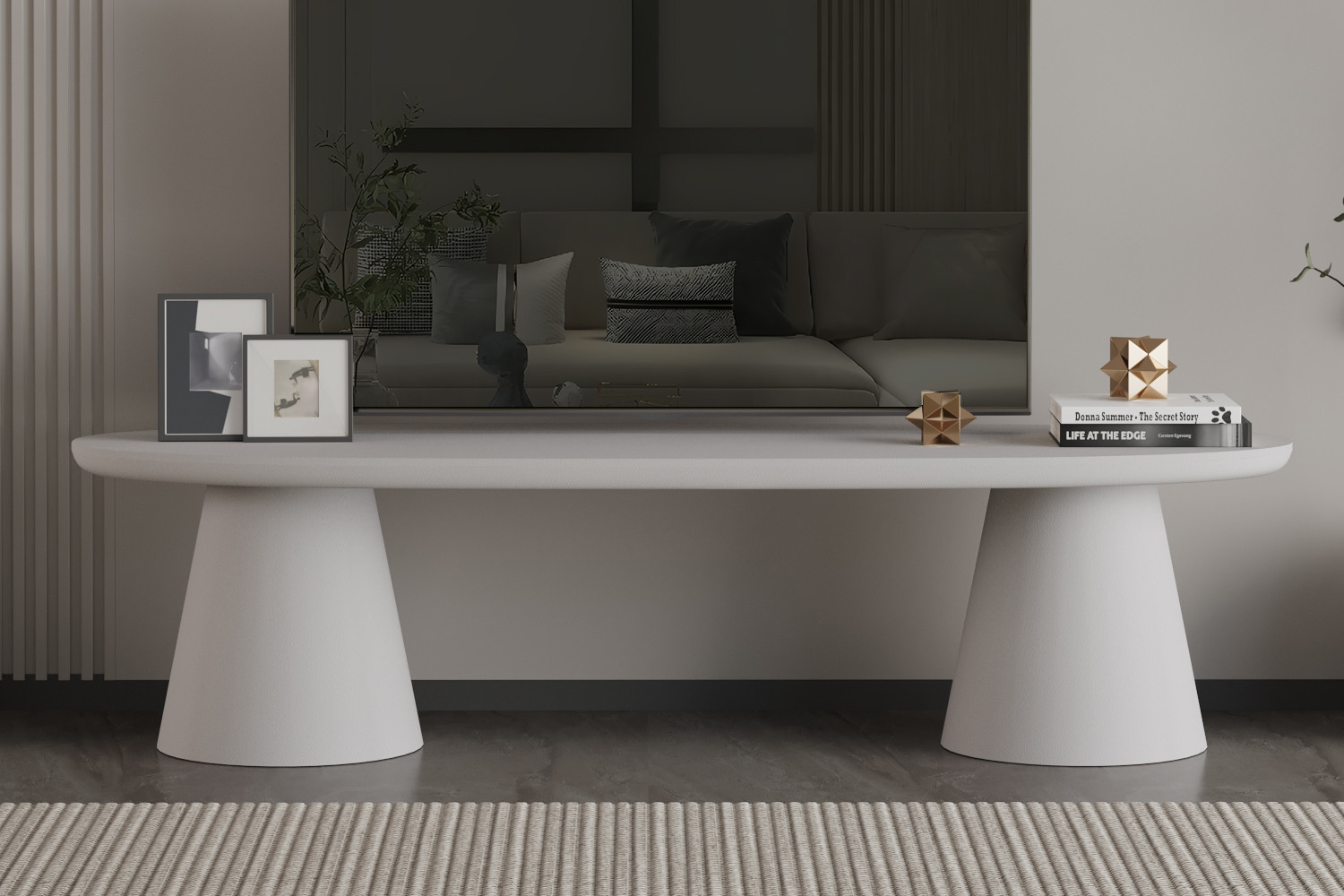 Meuble TV 'Tavira' 160 cm Ciment Ecru – Image 8