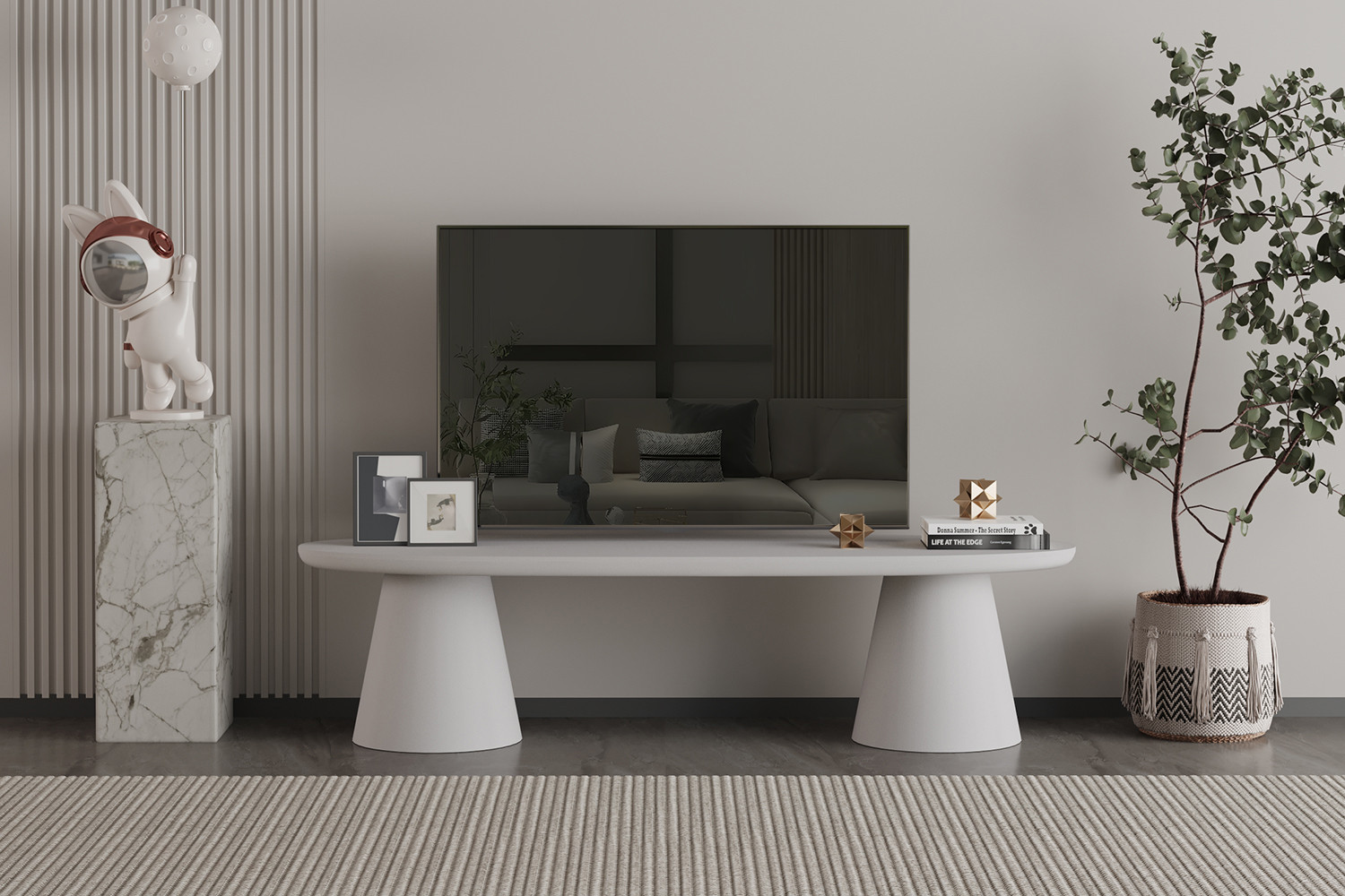 Meuble TV 'Tavira' 160 cm Ciment Ecru – Image 7