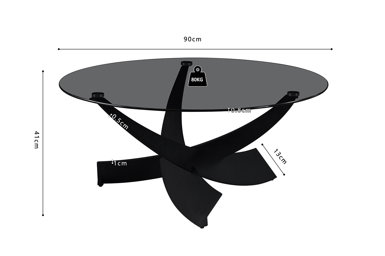 NEW - Table basse 'Weston' Ronde Verre clair gris – Image 2