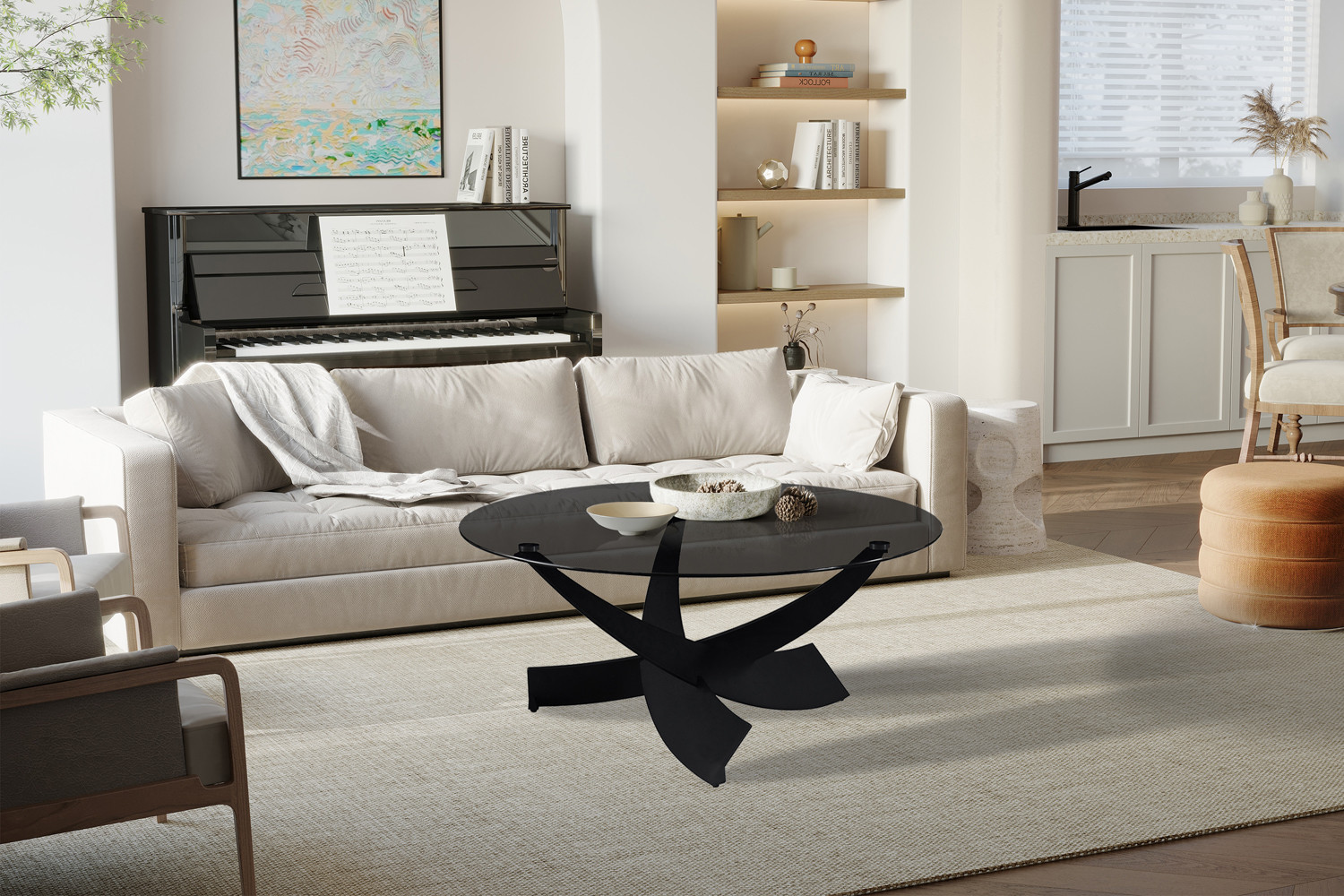 NEW - Table basse 'Weston' Ronde Verre clair gris – Image 4