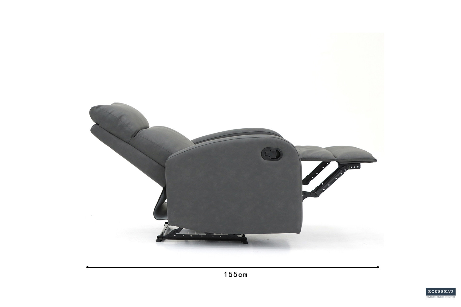 Fauteuil relax 'France' relevable manuellement PU Noir – Image 3