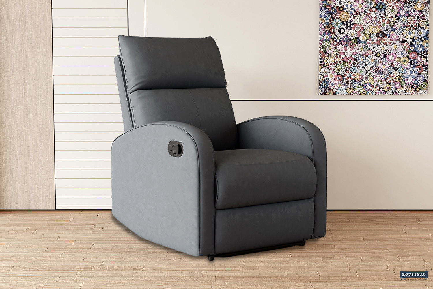 Fauteuil relax 'France' relevable manuellement PU Noir – Image 9