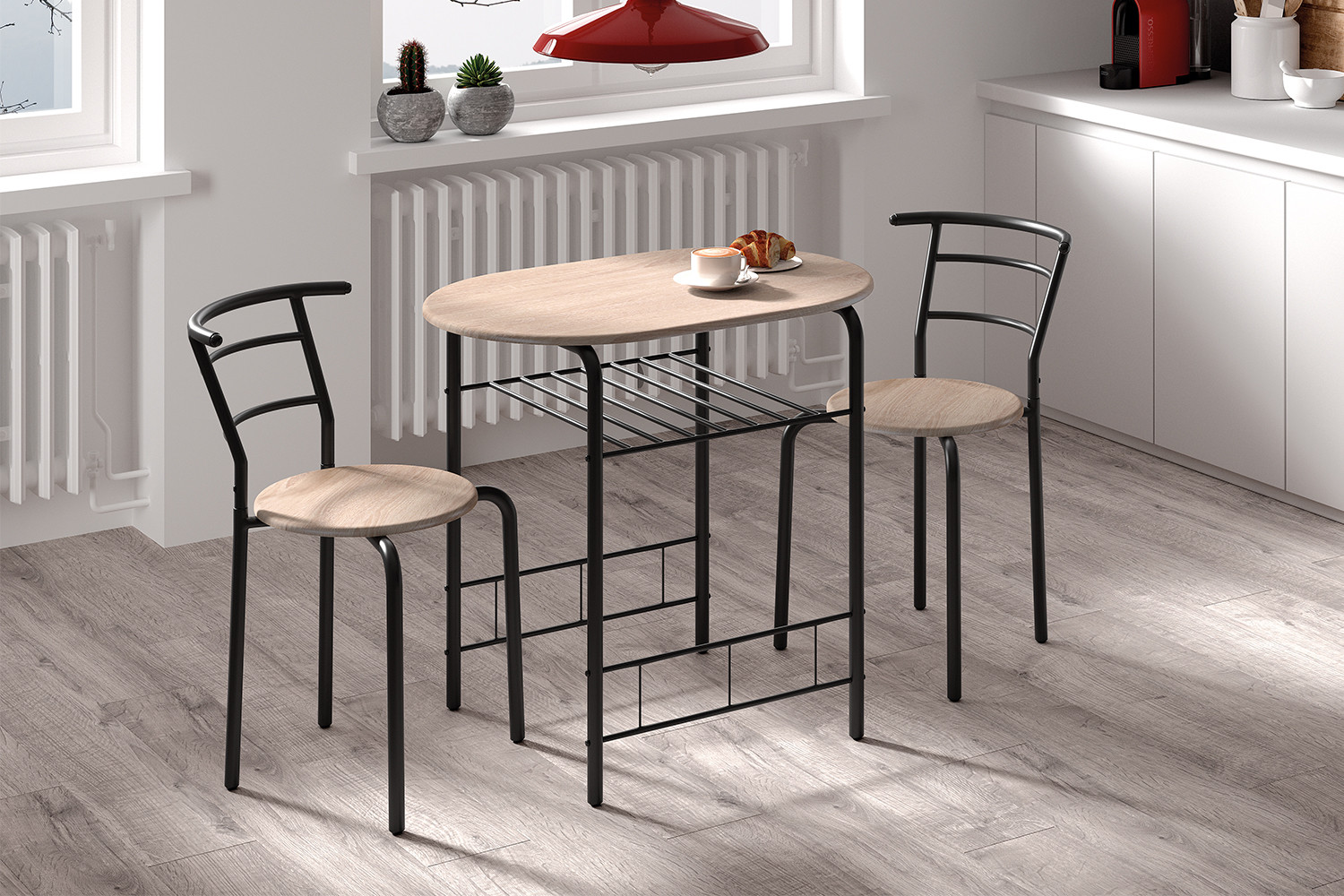Set table 'Adam' Métal noir Décor sonoma