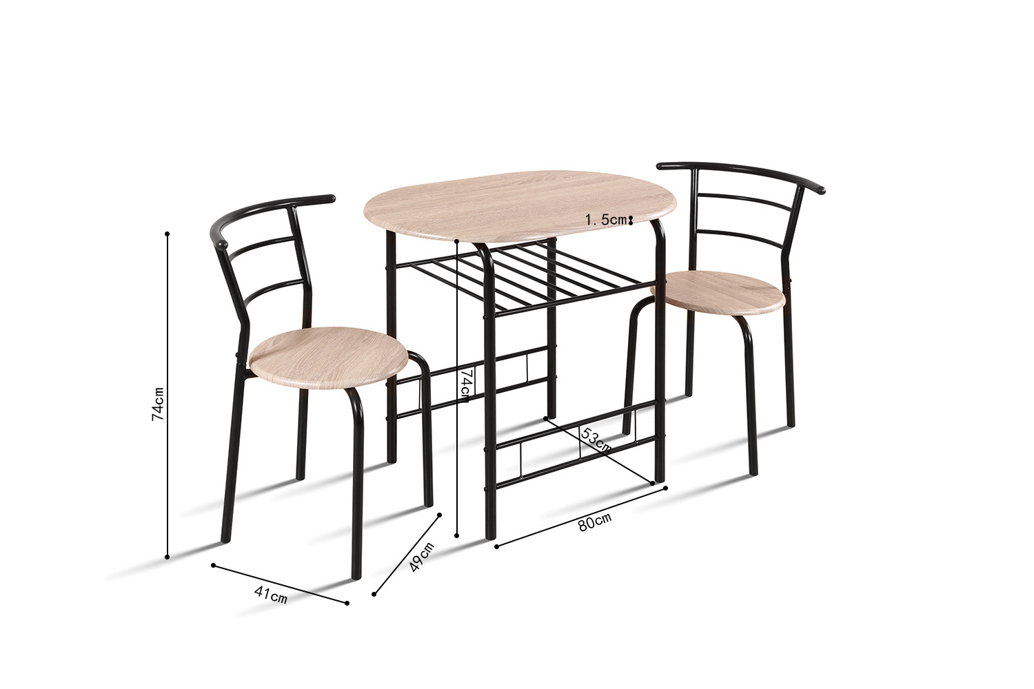 Set table 'Adam' Métal noir Décor sonoma – Image 4