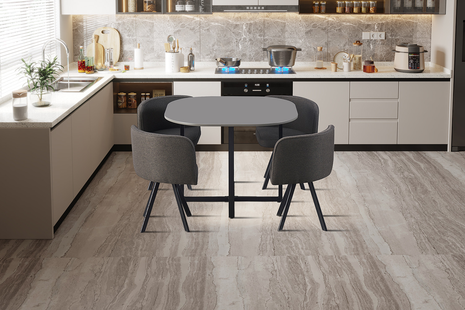 - Top 18 mm Set table 'Eva' Gris H-H 75-70 x B-L 100-68 x D-P 100-50 cm – Image 9