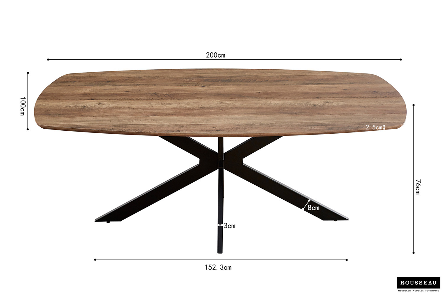 Table 'Aziz' 200 cm Ovale Danoise Décor Mango – Image 4