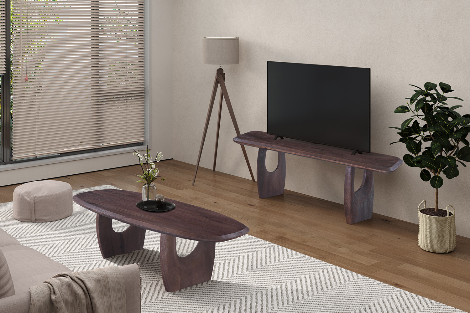 NEW - Meuble TV 'Braga' Bois de manguier Brun foncé – Image 4