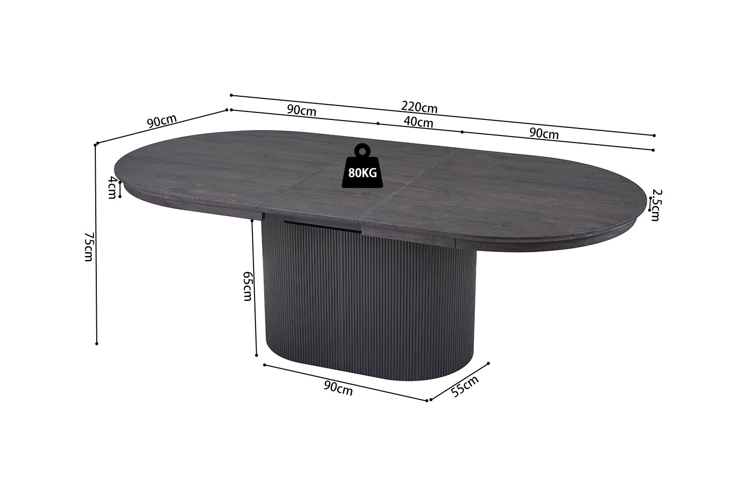 Table extensible 'Lagos' 180-220 cm Ovale Décor Brun foncé – Image 2