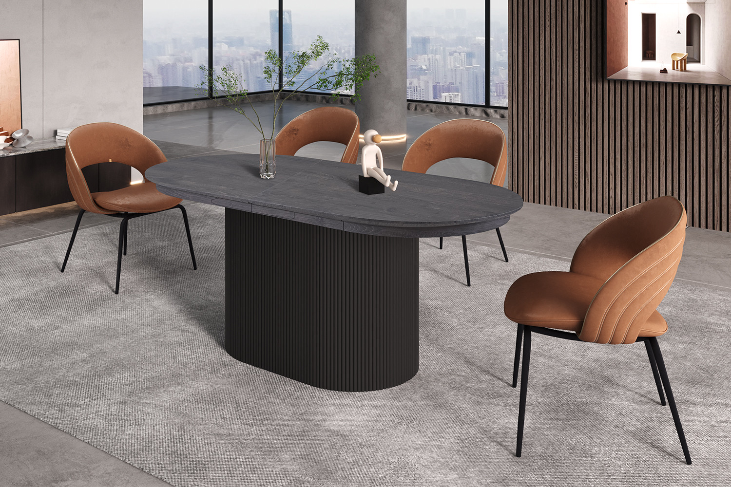 Table extensible 'Lagos' 180-220 cm Ovale Décor Brun foncé – Image 5
