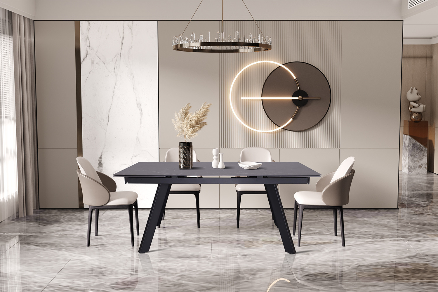 Table extensible 'Hera' 160-240 cm Rectangulaire Brillant Shakespear Beige – Image 10