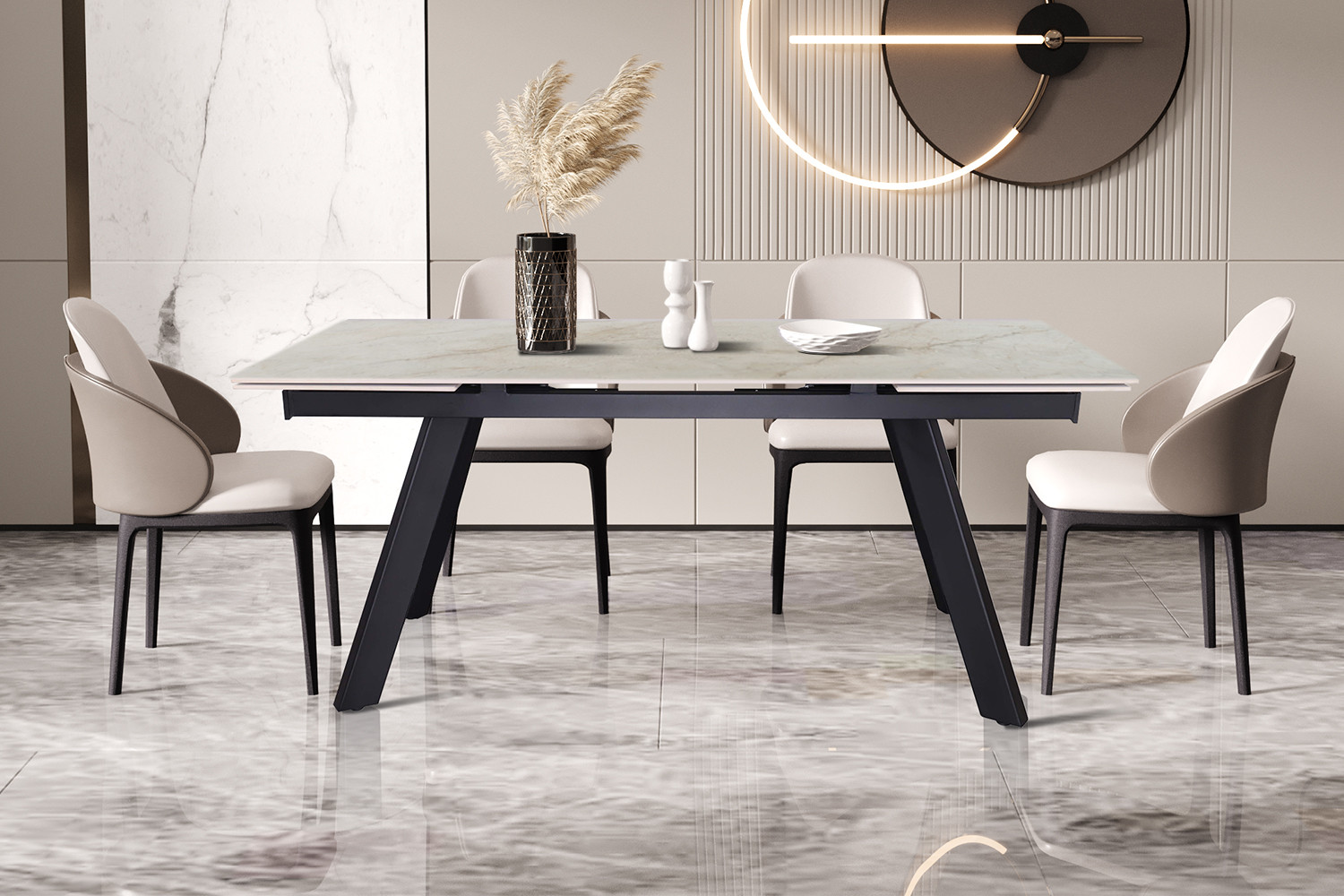 Table extensible 'Hera' 160-240 cm Rectangulaire Brillant Shakespear Beige – Image 8