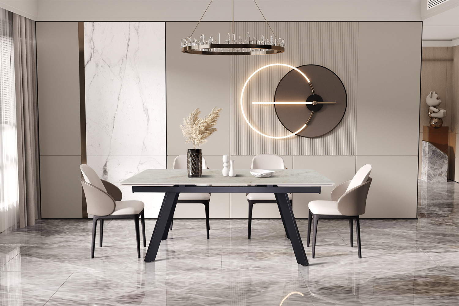 Table extensible 'Hera' 160-240 cm Rectangulaire Brillant Shakespear Beige – Image 6