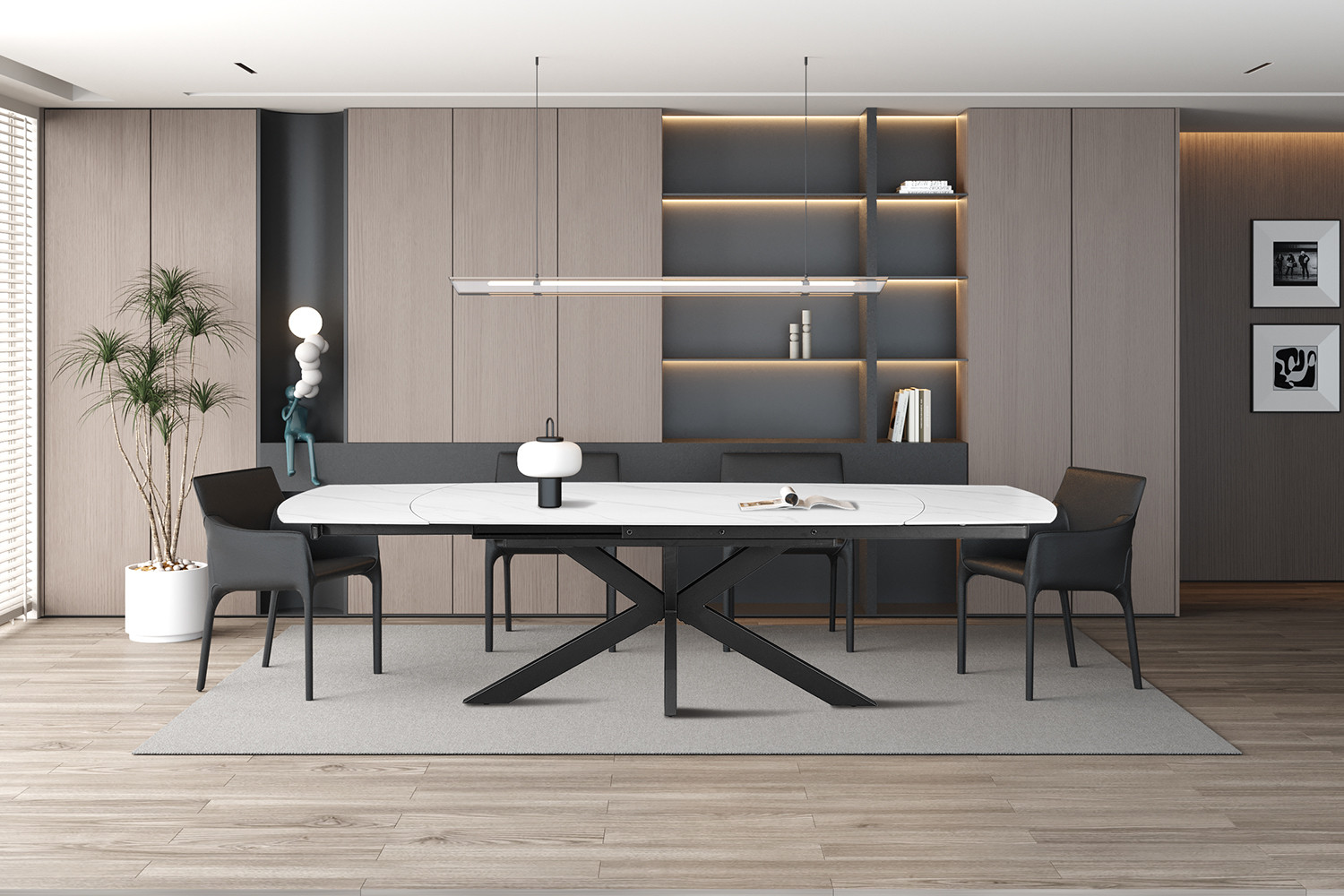 - Table extensible 'Ares' 160-240 cm Ovale Danoise Pierre Blanc