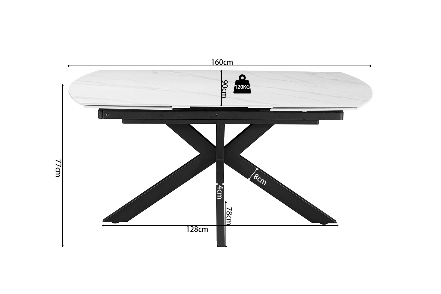 - Table extensible 'Ares' 160-240 cm Ovale Danoise Pierre Blanc – Image 4