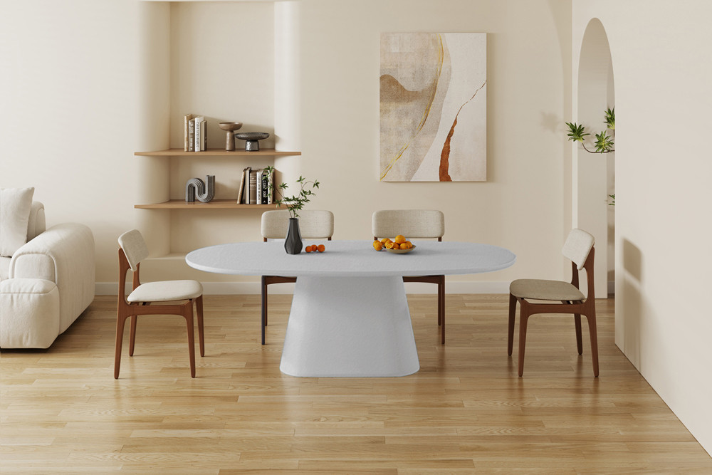 Table 'Tavira' 220 cm Ovale Ciment Ecru H 76 x B-L 220 x D-P 100 cm – Image 4