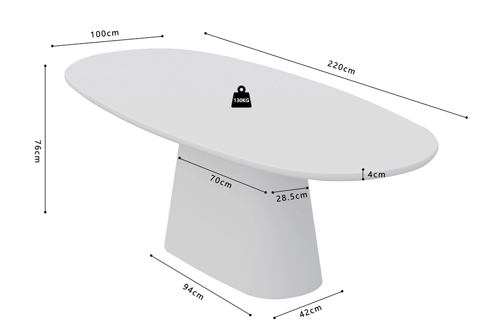 Table 'Tavira' 220 cm Ovale Ciment Ecru H 76 x B-L 220 x D-P 100 cm – Image 3