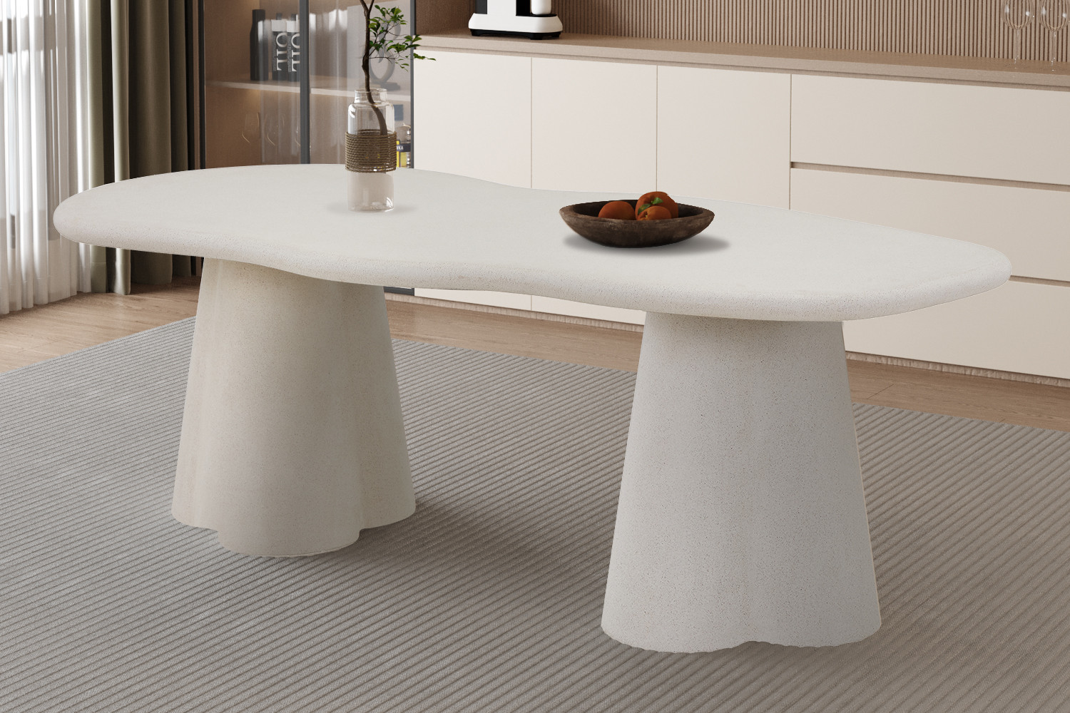 Table 'Faro' 220 cm Organique Ciment -H 76 x B-L 219.5 x D-P 99.5 cm – Image 5