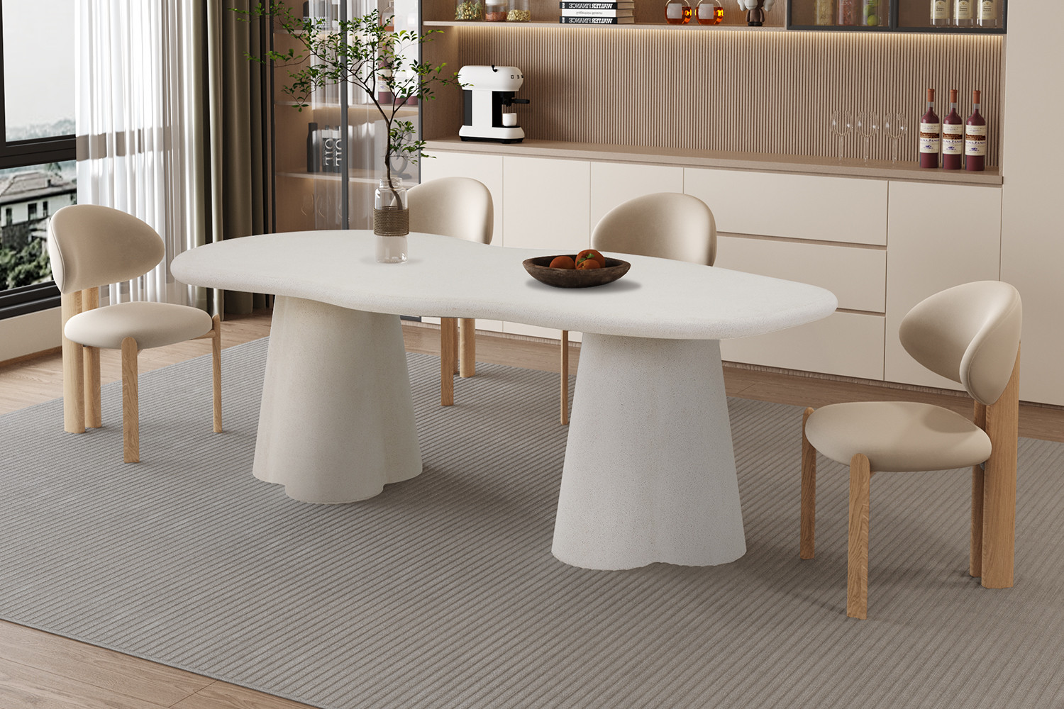Table 'Faro' 220 cm Organique Ciment -H 76 x B-L 219.5 x D-P 99.5 cm