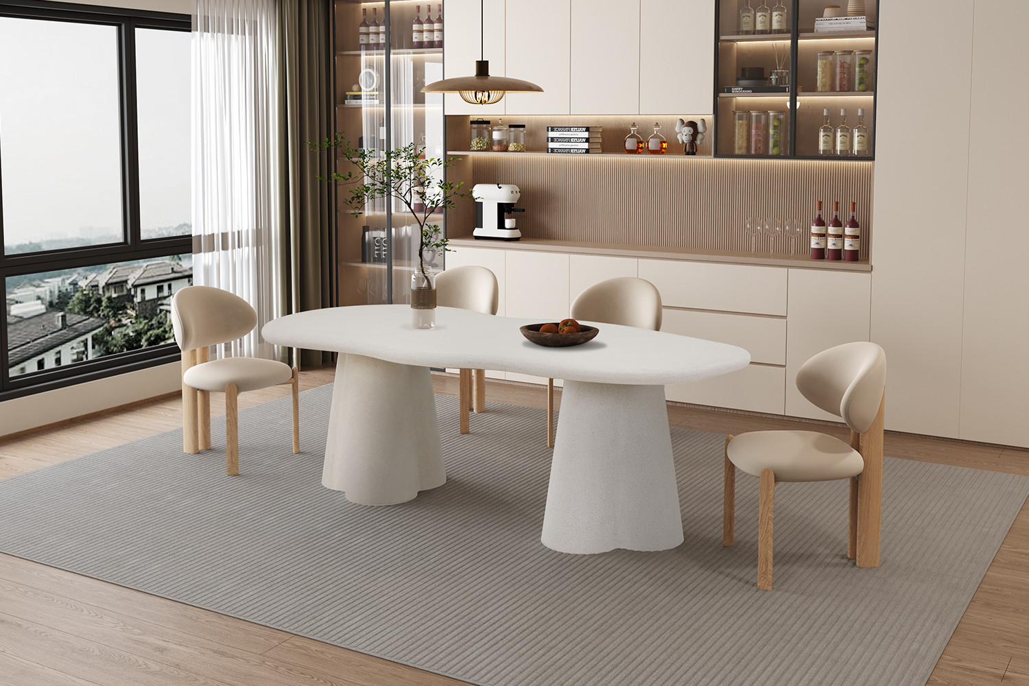 Table 'Faro' 220 cm Organique Ciment -H 76 x B-L 219.5 x D-P 99.5 cm – Image 4