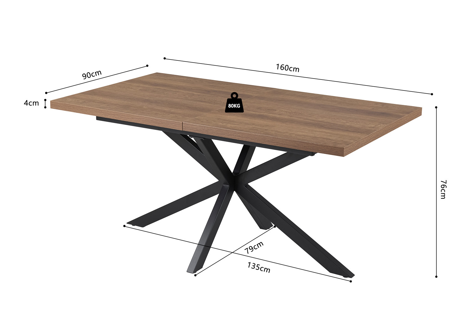Table extensible 'Kos' 160-200 cm Décor Brun foncé – Image 3