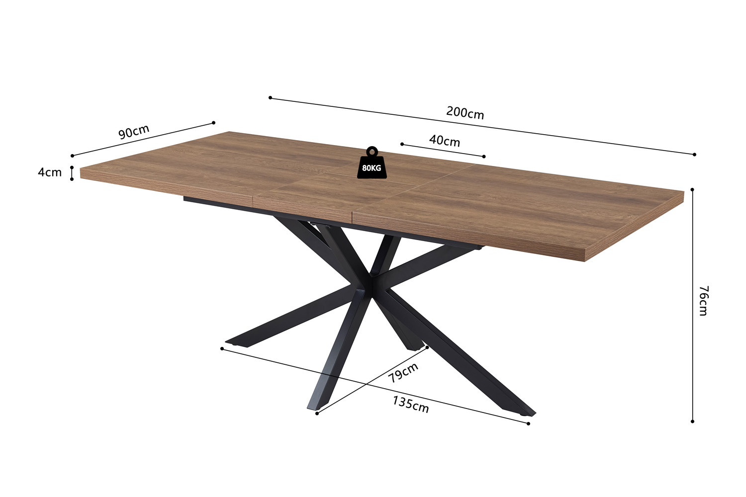 Table extensible 'Kos' 160-200 cm Décor Brun foncé – Image 2