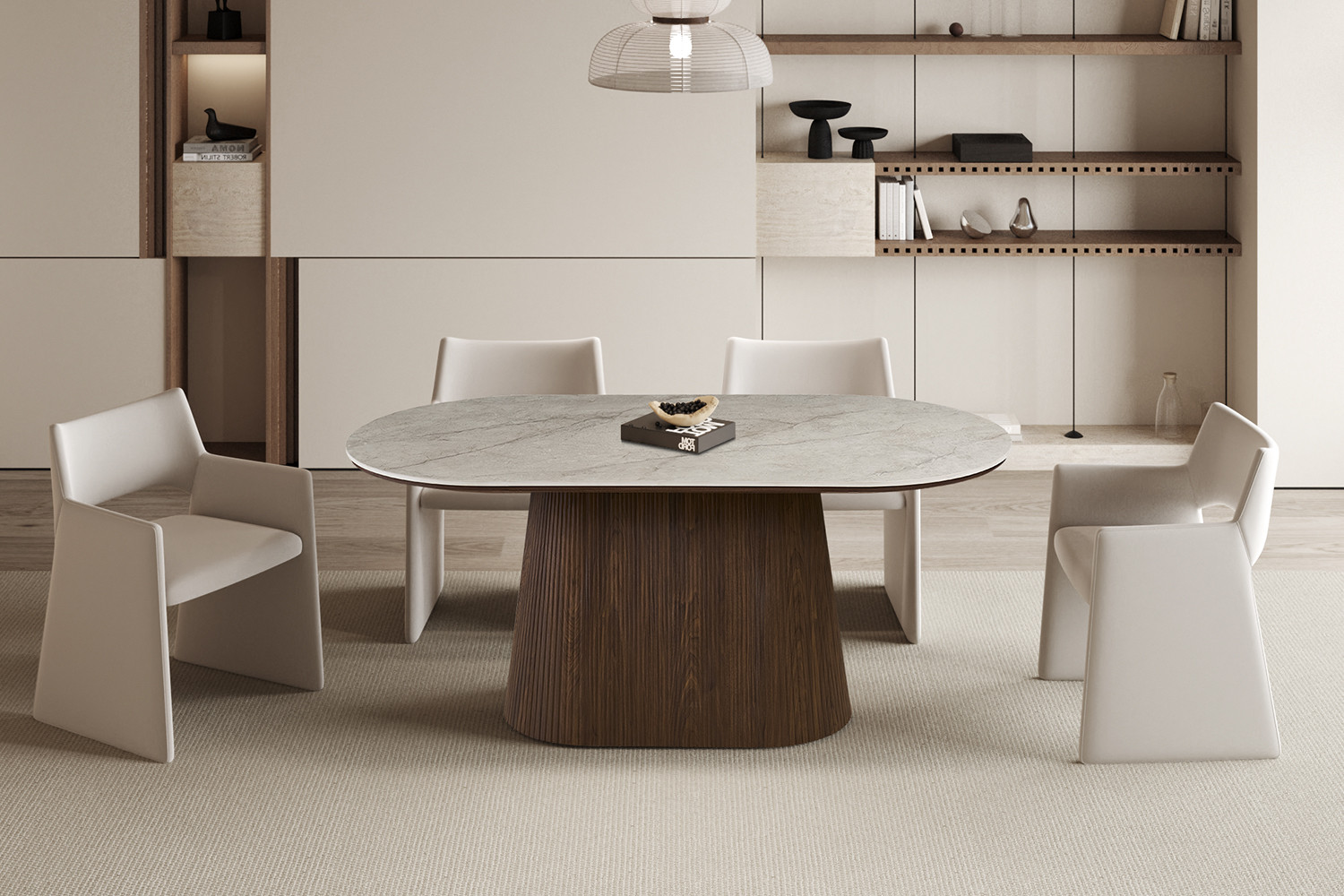 NEW - Table 'Vigo' 180 cm Ovale Décor Chêne Foncé Shakespear Beige
