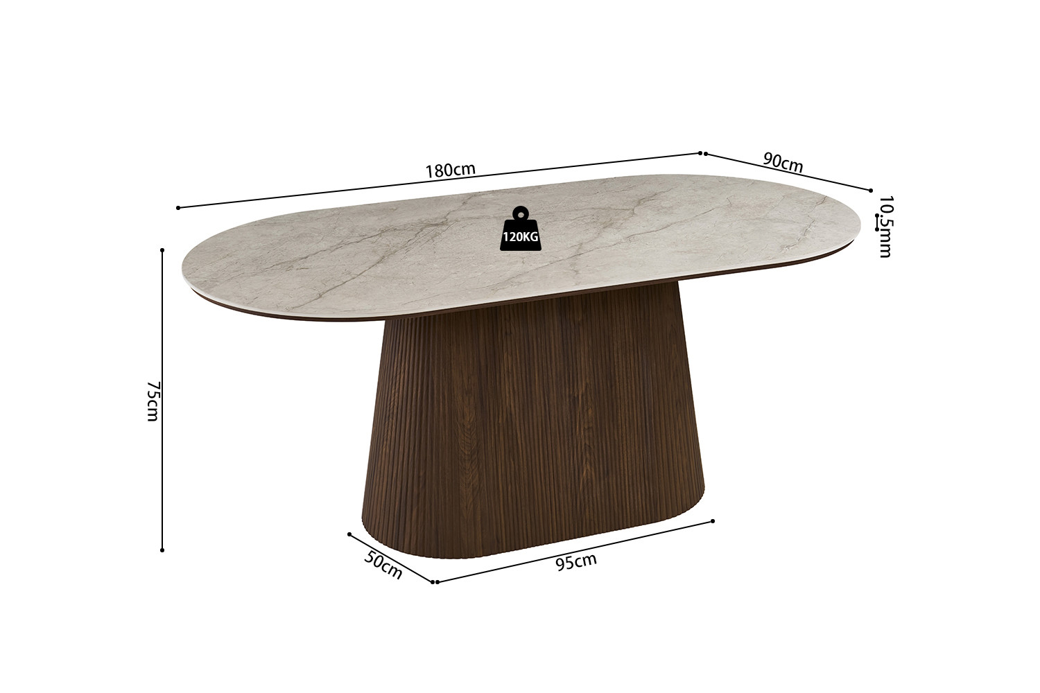 NEW - Table 'Vigo' 180 cm Ovale Décor Chêne Foncé Shakespear Beige – Image 4