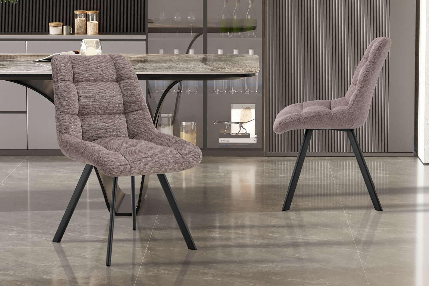 Chaise 'Lizzy' Tissu Ote Share 400 Poivre – Image 8