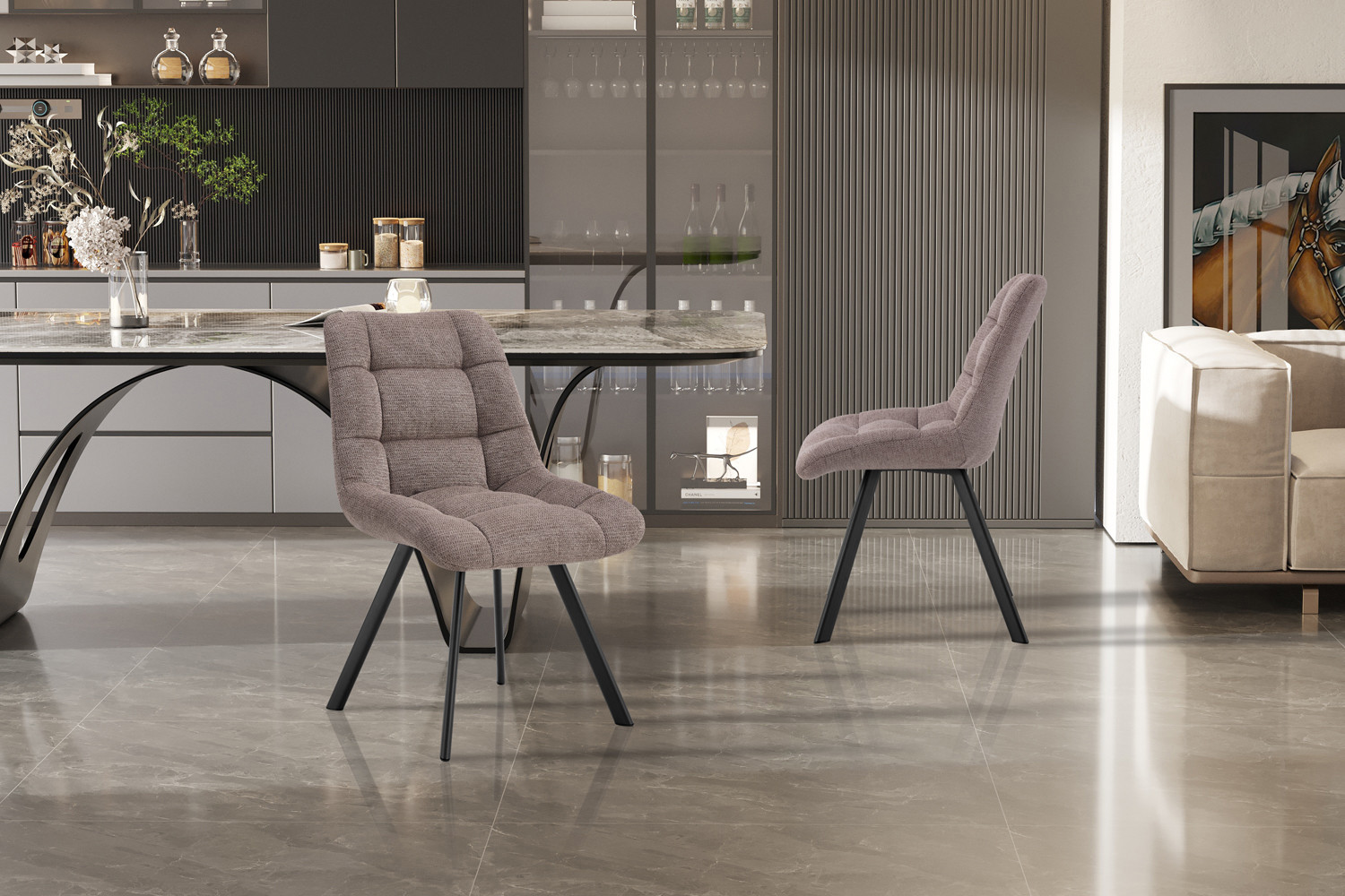 Chaise 'Lizzy' Tissu Ote Share 400 Poivre