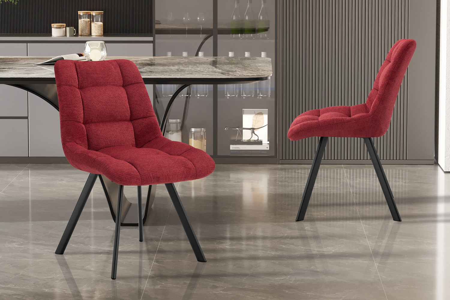 Chaise 'Lizzy' Tissu Ote Share 400 Poivre – Image 7