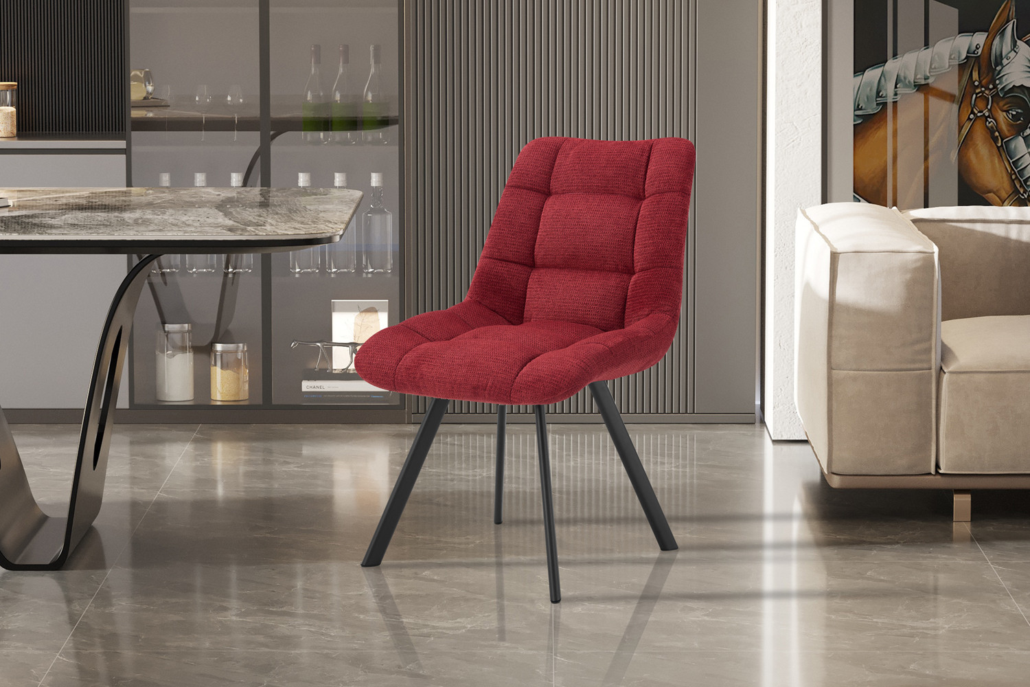 Chaise 'Lizzy' Tissu Ote Share 400 Poivre – Image 3