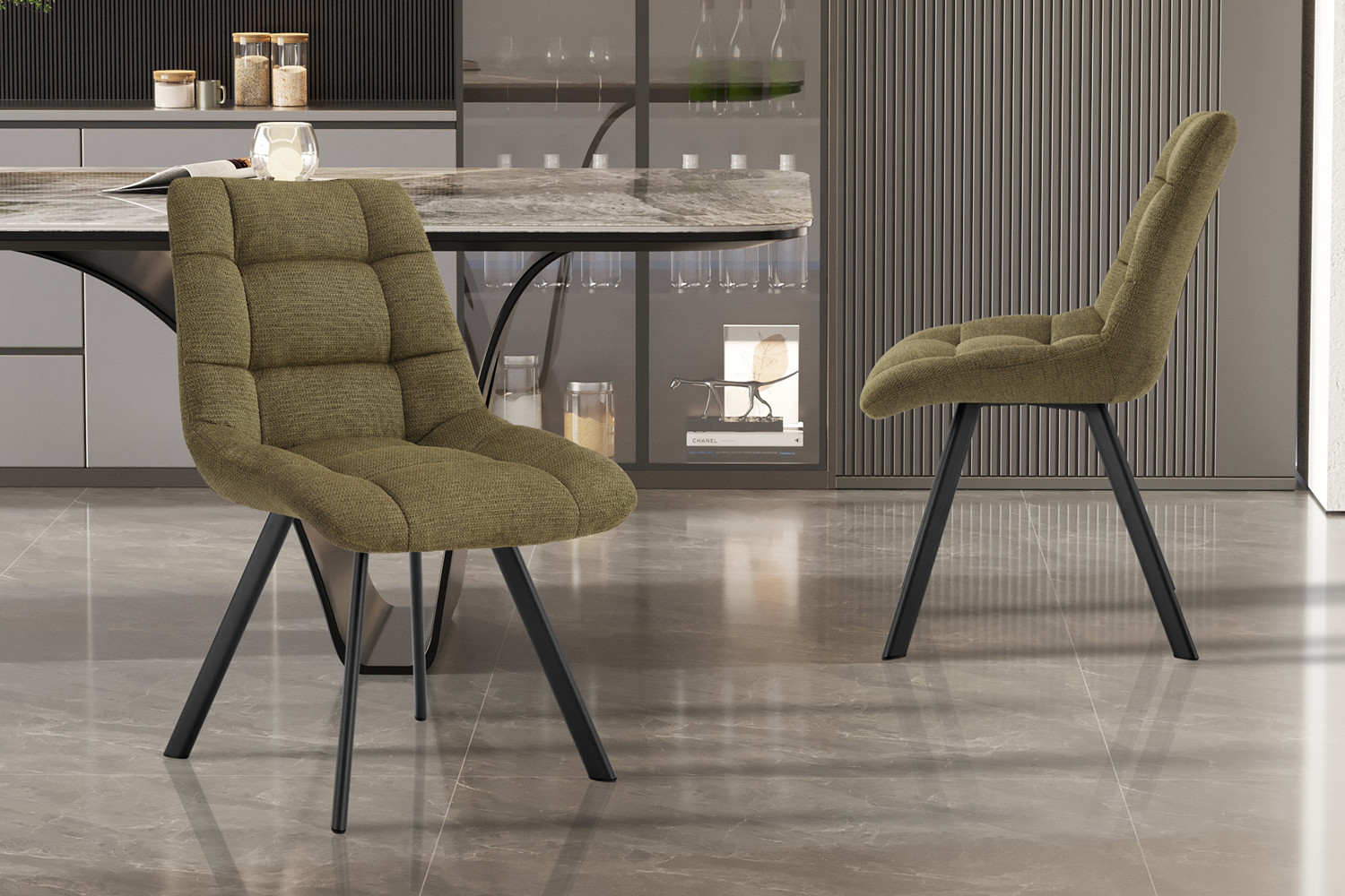 Chaise 'Lizzy' Tissu Ote Share 400 Poivre – Image 6