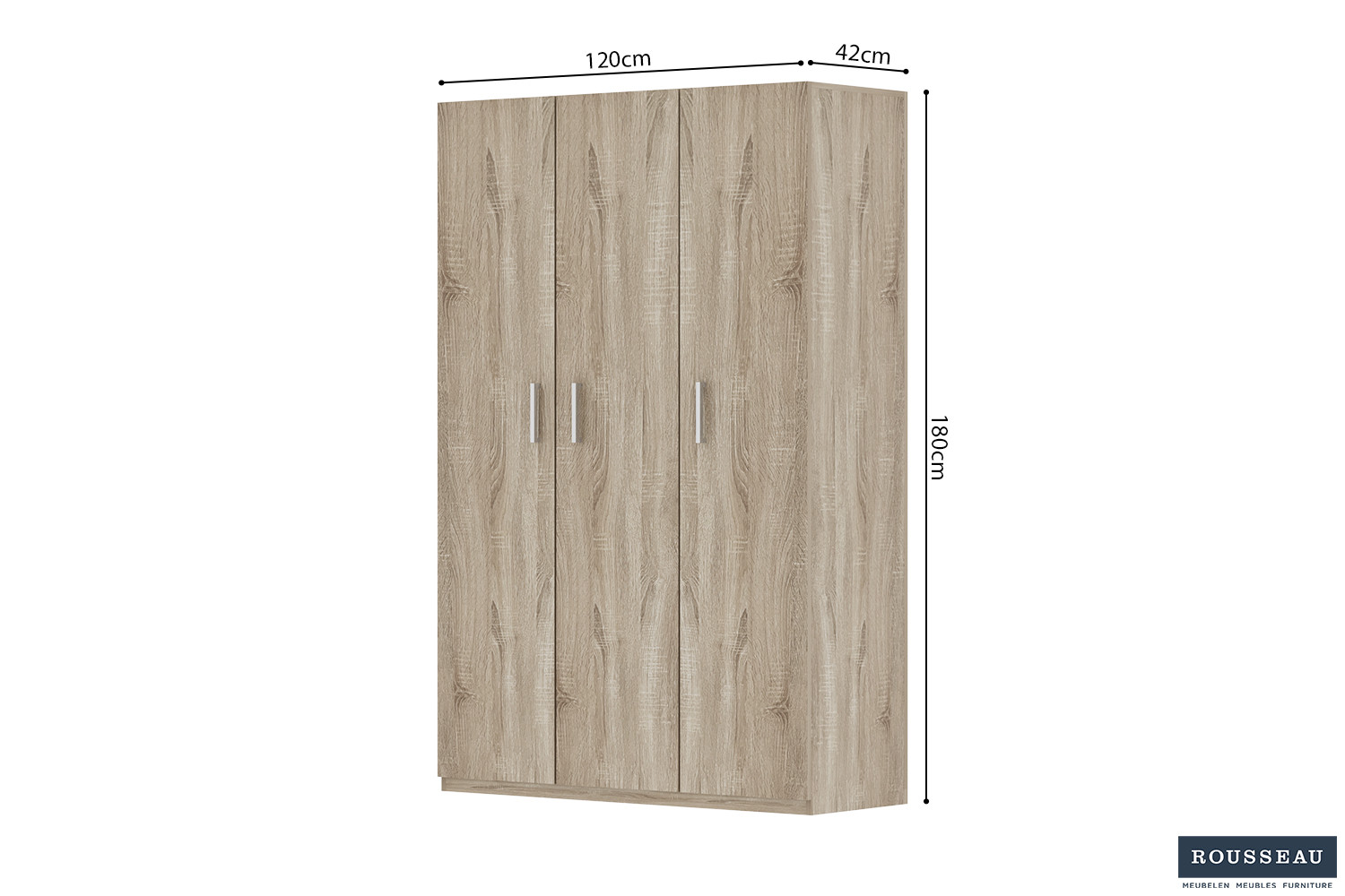 Armoire de rangement 'Mike' 120 cm 3 portes H-H 180 x B-L 120 x D-P 42 cm – Image 2