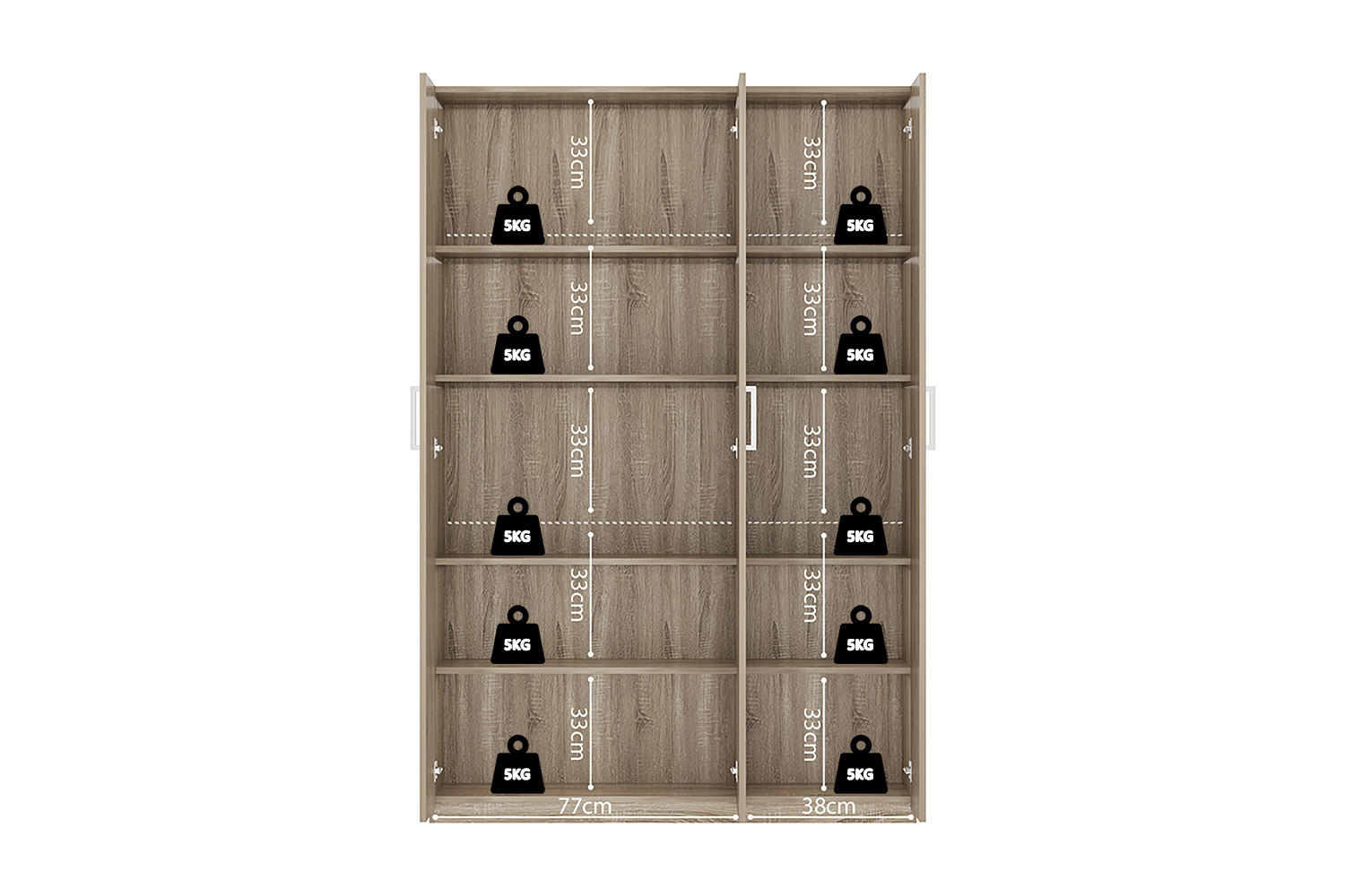 Armoire de rangement 'Mike' 120 cm 3 portes H-H 180 x B-L 120 x D-P 42 cm – Image 3