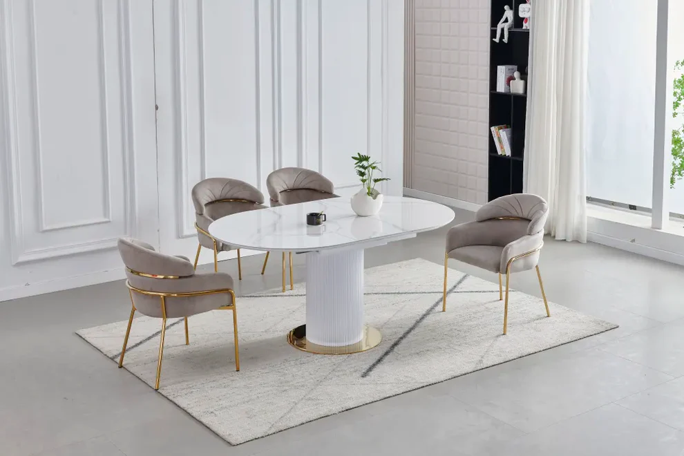 Table à manger à rallonge Sofia pied chrome 125-165cm – Image 2