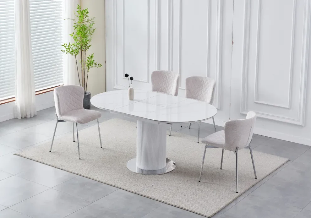 Table à manger à rallonge Sofia pied chrome 125-165cm