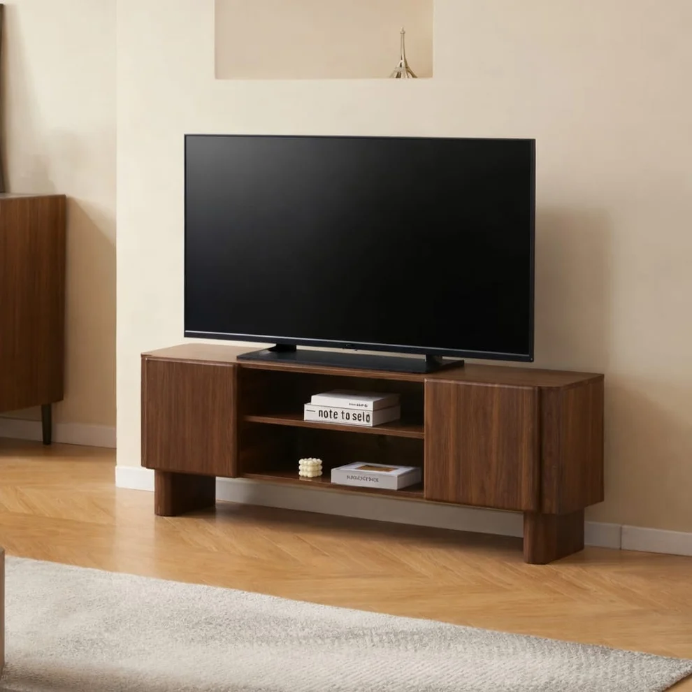 Meuble TV Ambre MDF noyer 150cm