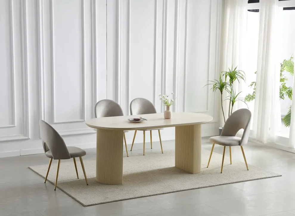 Table à manger Calypso céramique travertin 180cm