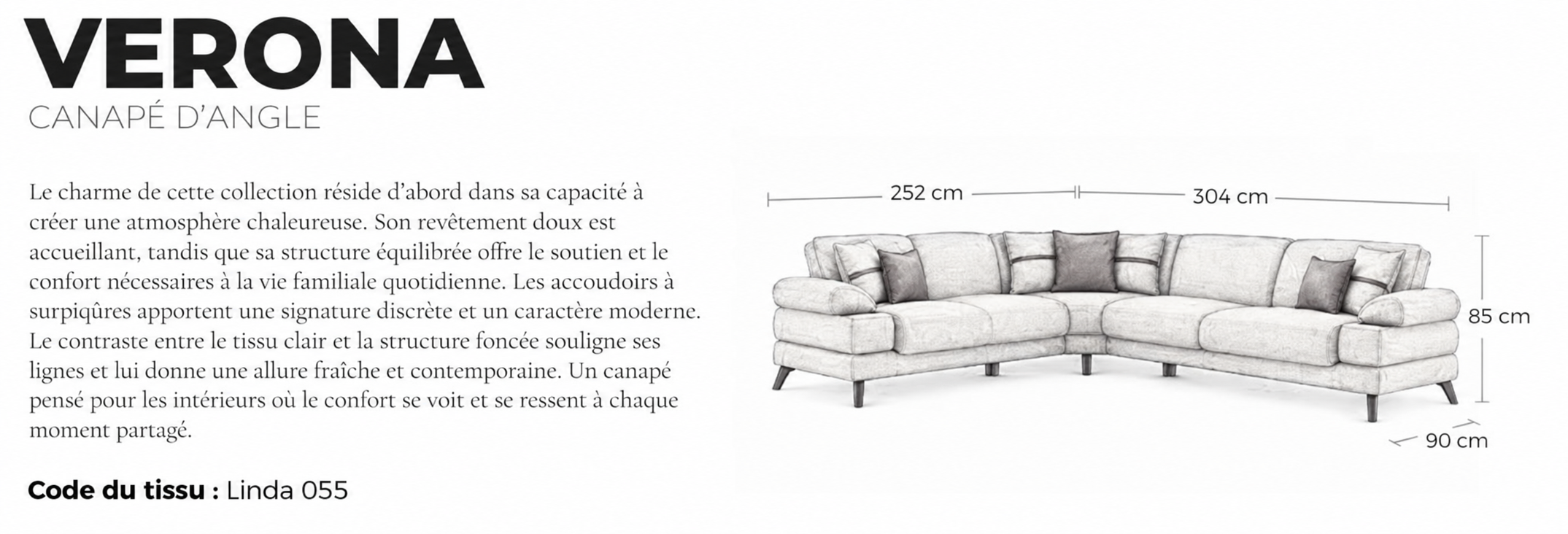 VERONA CORNER SET 252-304 cm convertible en lit – Image 2
