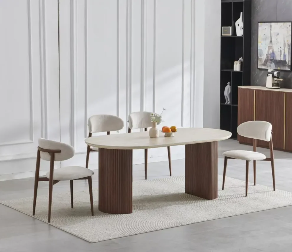 Table à manger Calypso céramique travertin 180cm – Image 2